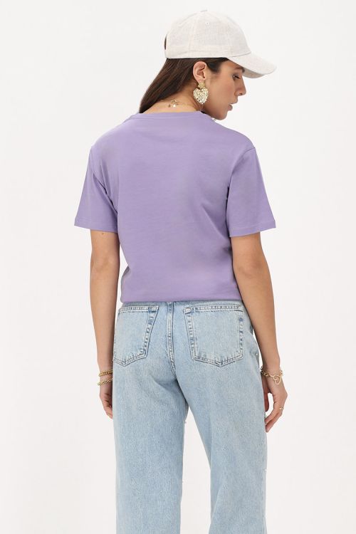 Lilac T-shirt with "Paris Paris" embroidery | My Jewellery