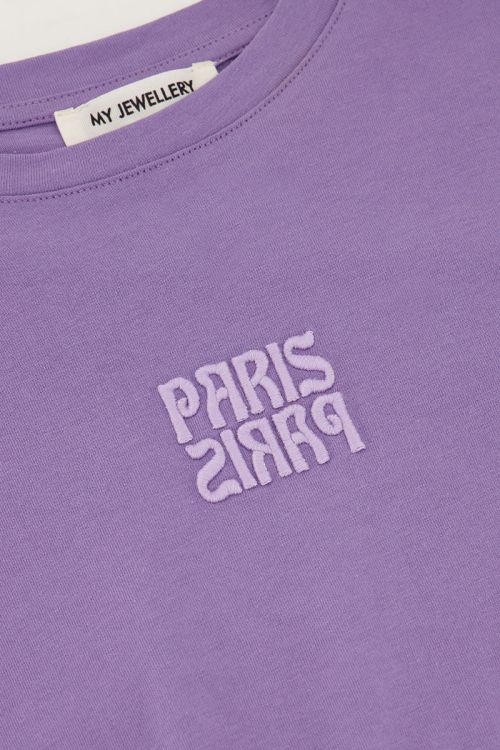 Lilac t-shirt with "Paris Paris" embroidery | My Jewellery