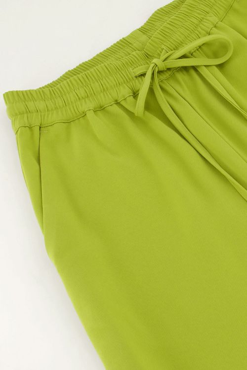 Lime green wide leg trousers with tie cord | My Jewellery