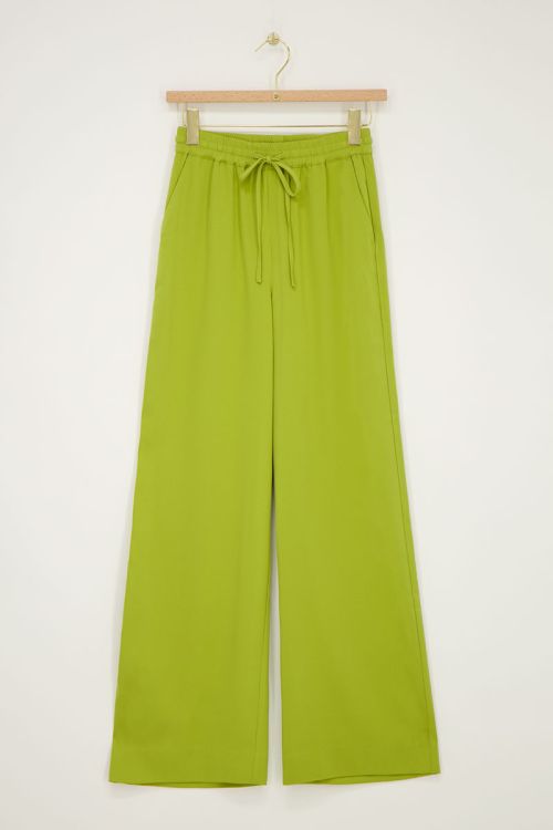 Lime green wide leg trousers with tie cord | My Jewellery