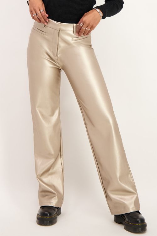 Metallic wide leg broek