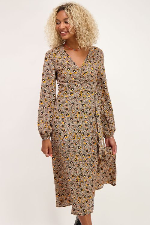 Midi jurk met multikleur luipaard print | Jurken | My Jewellery