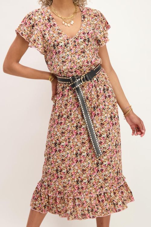 Midi jurk met retro bloemenprint
