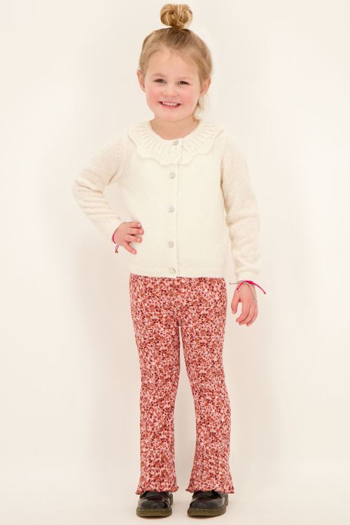 Mini-me roze flared broek met bloemenprint