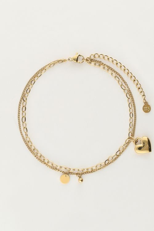 Minimalist double anklet with heart charm | My Jewellery