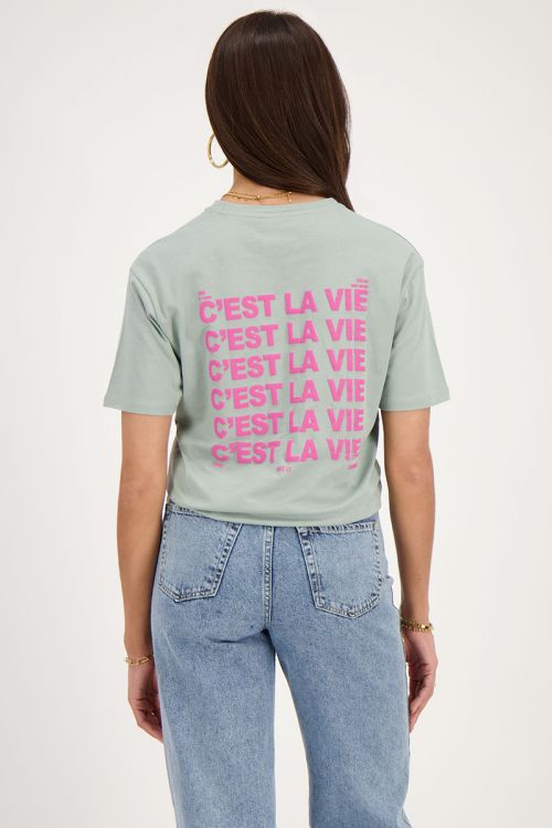 Mint green T-shirt C'est la vie  | My Jewellery