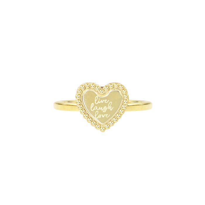 Minimalistisch ringetje met hartje en tekst, Vintage ringen