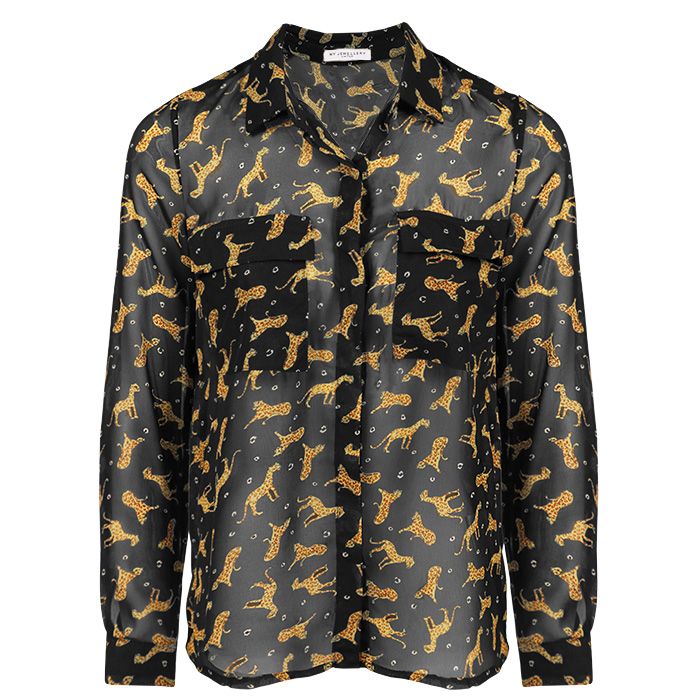 Zwarte Blouse Panter, Blouses