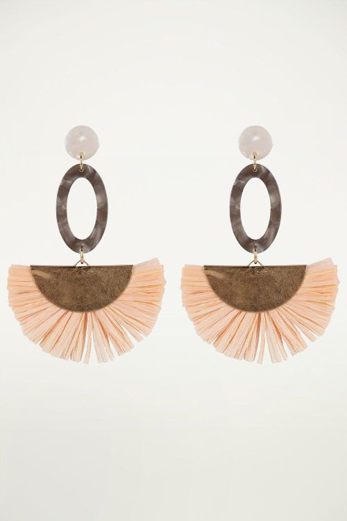 Oorhangers lichtroze waaier, statement oorbellen My Jewellery