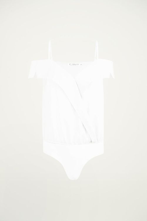 Witte off shoulder body, katoenen body My Jewellery