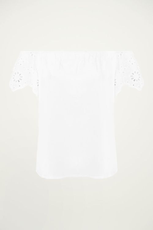 Witte geborduurde off shoulder top