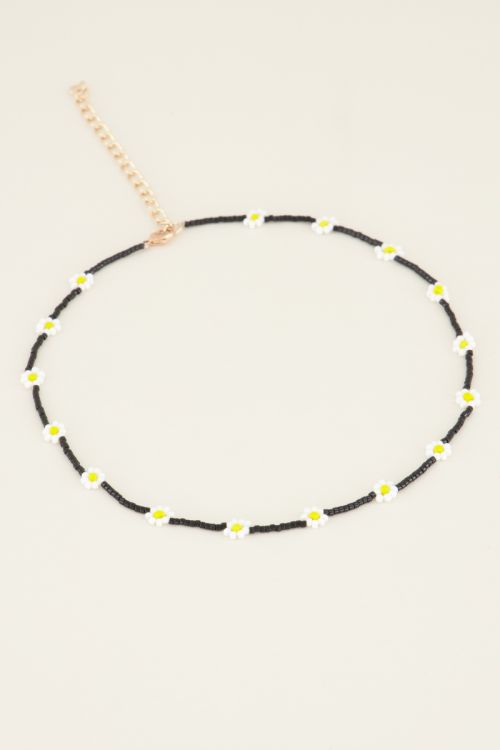 zwarte choker madeliefjes, kralen choker | My Jewellery