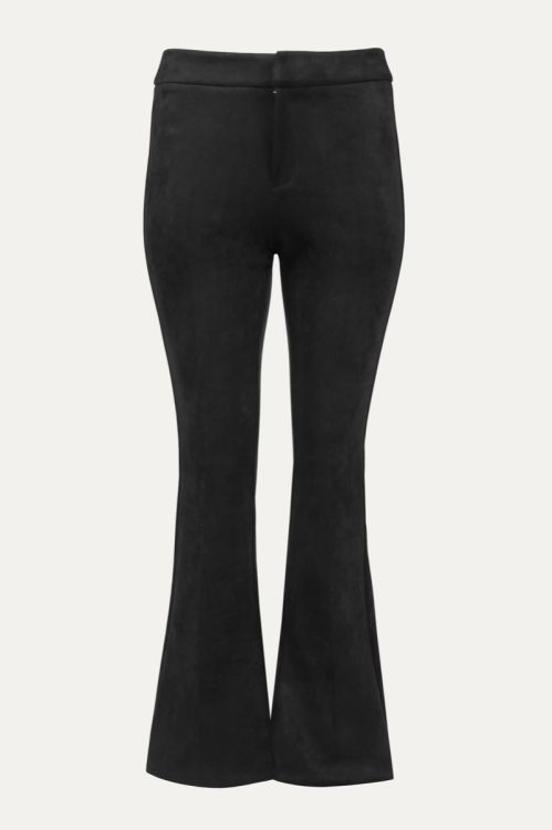Zwarte suedine flared pants, broek met flare