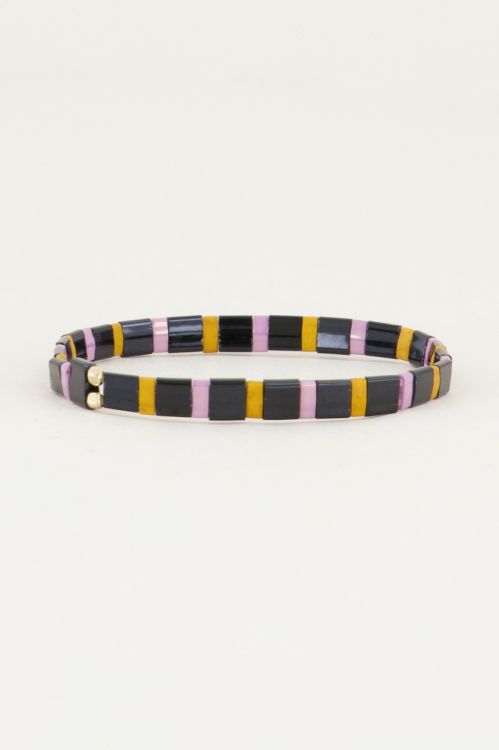 Zwarte armband met gekleurde kralen | Kralen armband My Jewellery