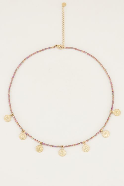 Ketting multikleur kraaltjes en muntjes, kralen ketting My Jewellery