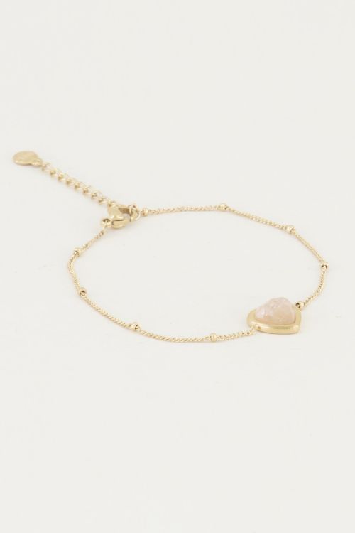 Armband Rose Quartz hartje, armband met edelsteen