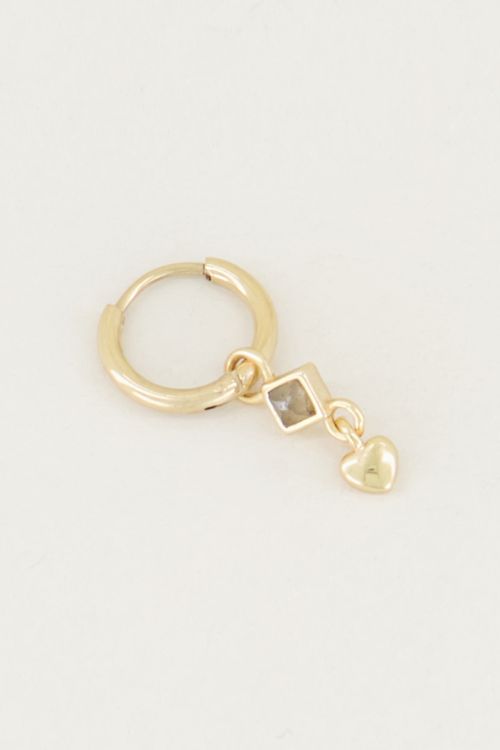 One piece oorring labradorite & hart, labradoriet oorbel