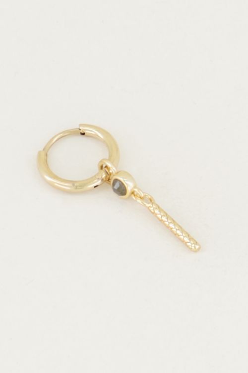 One piece oorring labradorite & staafje, oorbel met edelsteen