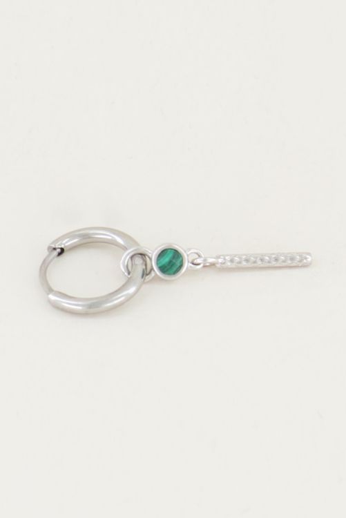 One piece oorring malachite & staafje, malachiet oorbel