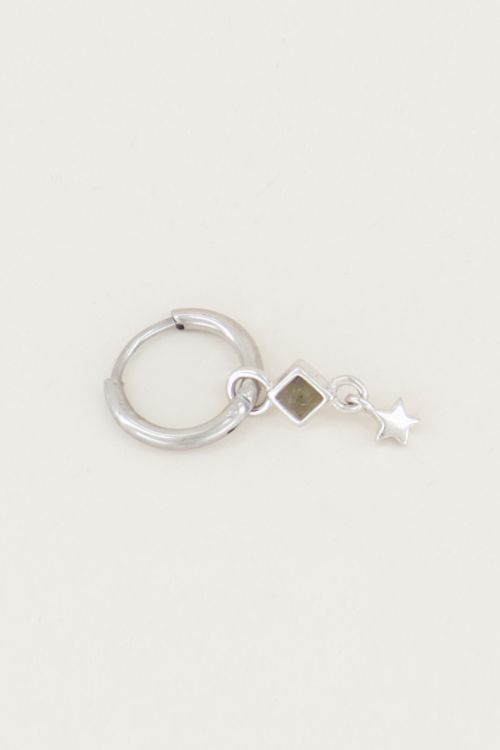 One piece oorring Labradorite & ster, oorbel met ster