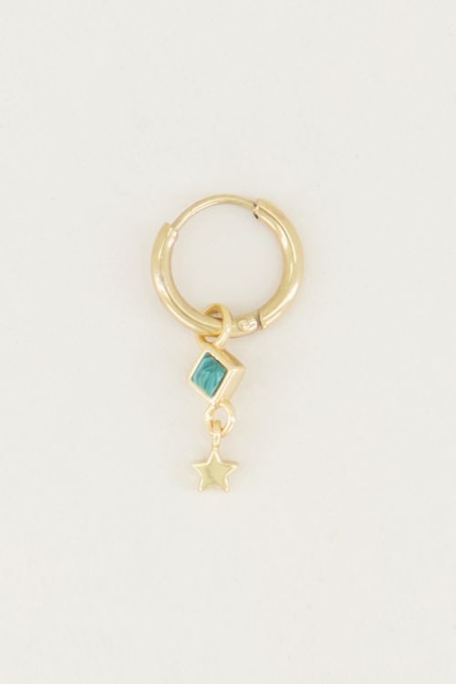 One piece oorring Malachite & ster, oorring met ster