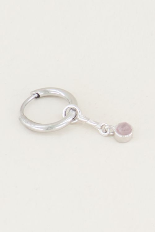 One piece oorring Rose Quartz bedel, oorringetjes