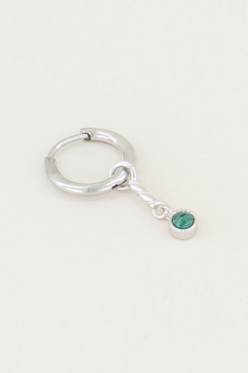 One piece oorring Malachite bedel, oorbel met edelsteen
