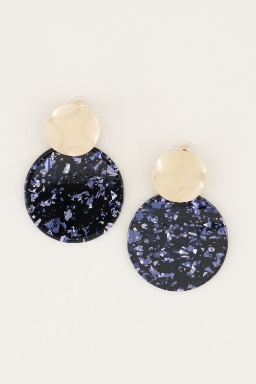 Oorhanger cirkel glitter blauw | Statement oorbellen My Jewellery