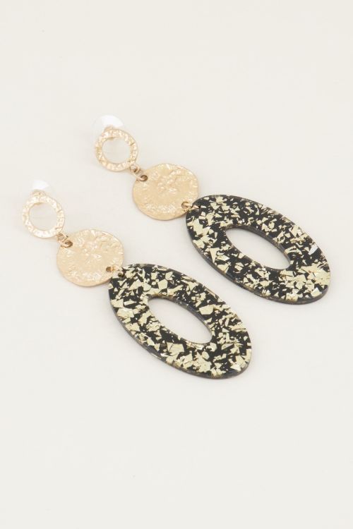 Oorhangers ovaal goud glitters | Statement oorbellen goud My Jewellery