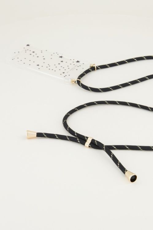 Telefoonkoord zwart met goud | telefoonketting My Jewellery