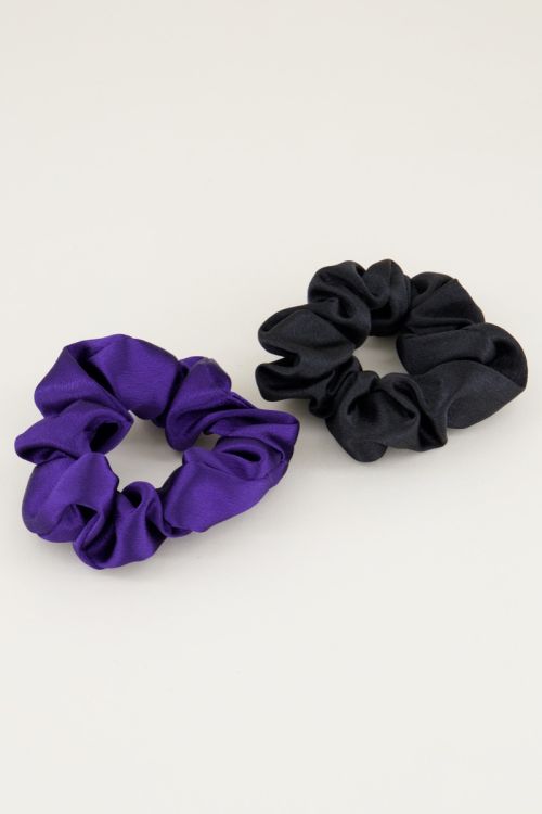 Paars en zwarte scrunchie set glimmend | Scrunchie set My Jewellery