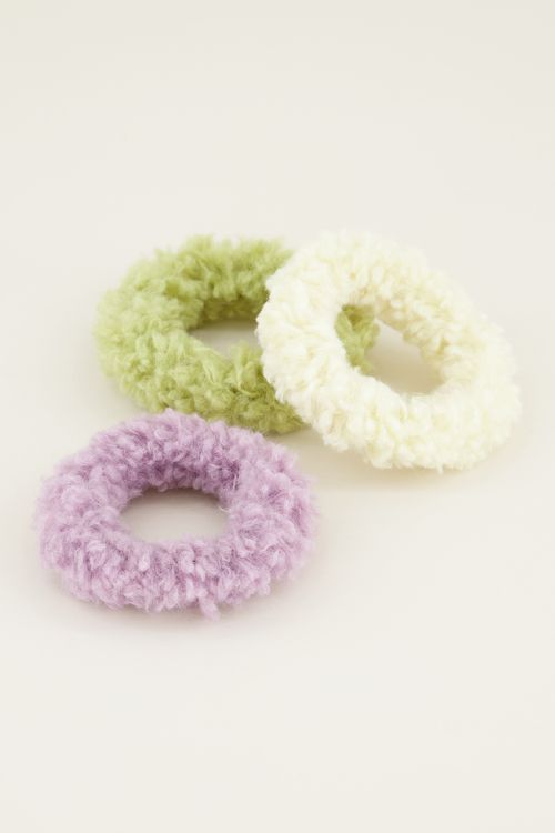 Green & lilac teddy scrunchie | Hair bobble My Jewellery