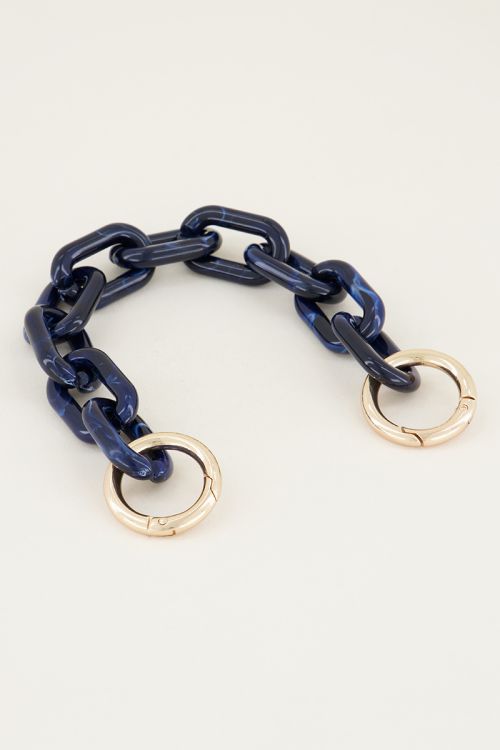 Blauw telefoonkoord kort schakels | Koord telefoon My Jewellery
