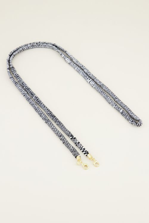 Zwart-wit gevlochten telefoonkoord | My Jewellery