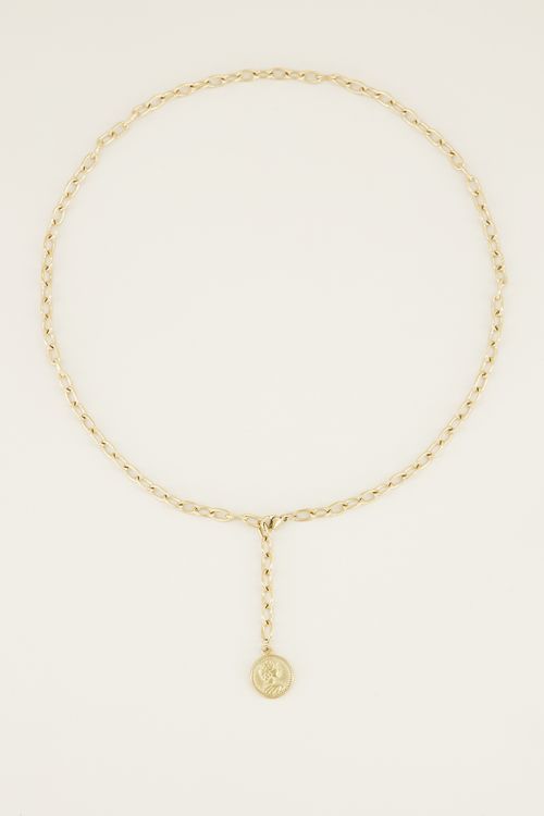 Ketting y vorm met munt | Munt ketting bij My Jewellery