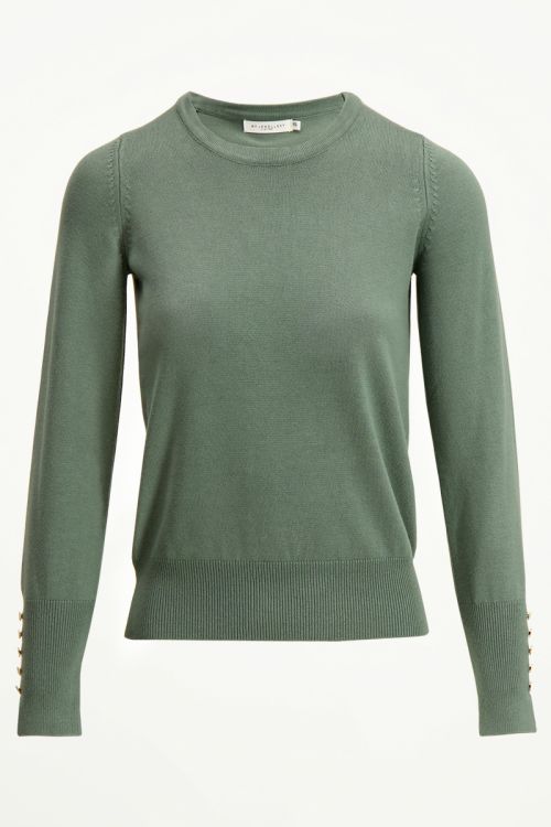Groene trui My Jewellery knoopjes, basic trui My Jewellery