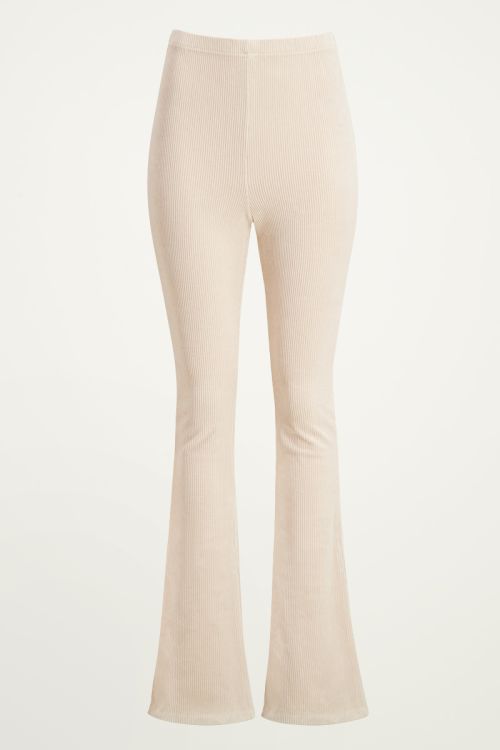 Beige corduroy flared broek, ribstof flared pants My Jewellery