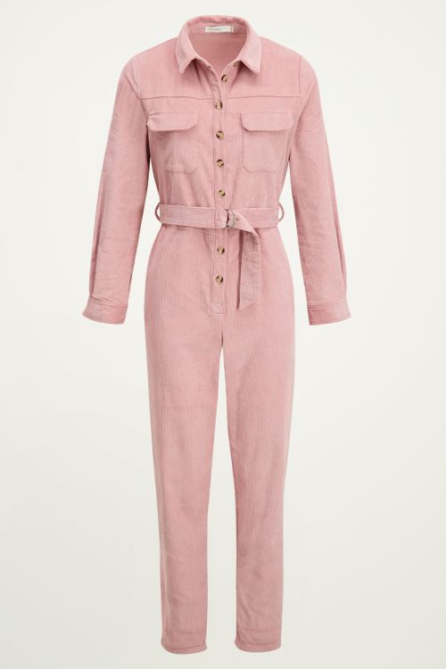 Roze corduroy jumpsuit, ribstof broekpak My Jewellery