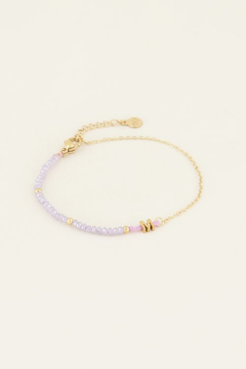 Lichtpaarse kralen armband | Initial armband | My Jewellery