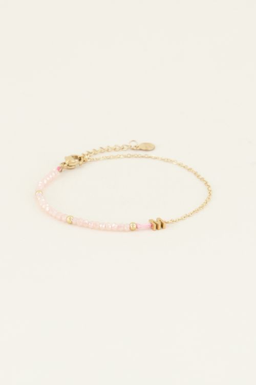 Pink beaded bracelet with initial | Black bracelet | My Jewellery