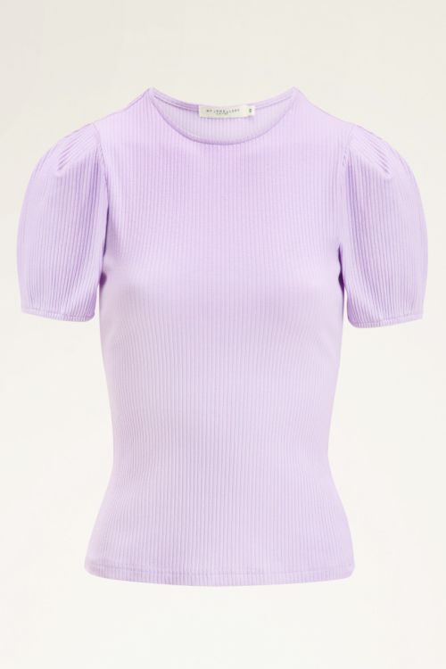 Lila rib top met pofmouwtjes | My Jewellery