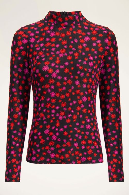Black mesh top with coloured flowers | My Jewellery