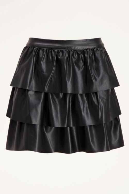 Zwarte leatherlook rok met laagjes | My Jewellery