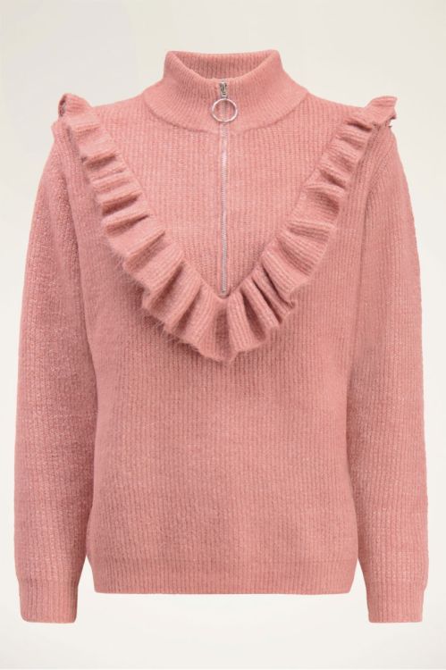 Bruine trui met ruffle & rits | My Jewellery