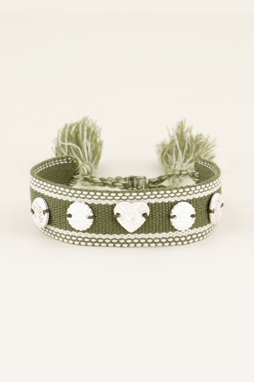 Groene bohemian armband zilveren bedeltjes | My Jewellery