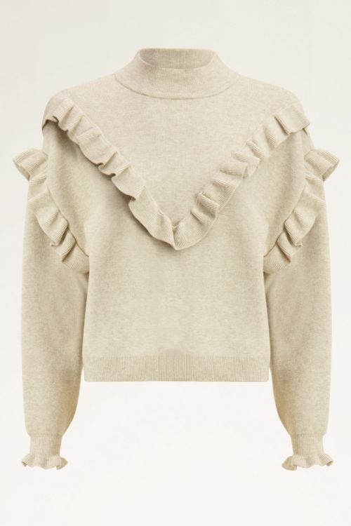 Beige trui met ruffles | My Jewellery