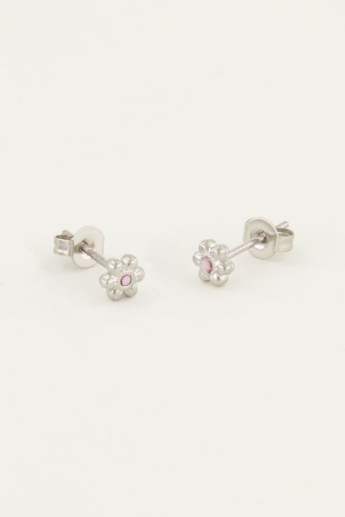 Studs bloemetje lichtroze steen | My Jewellery