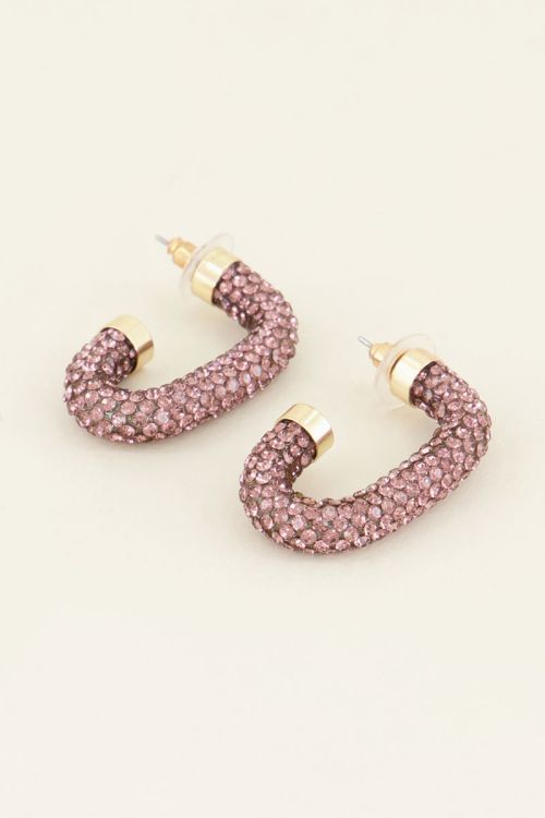 Oorbellen roze strass ovaal kopen | My Jewellery