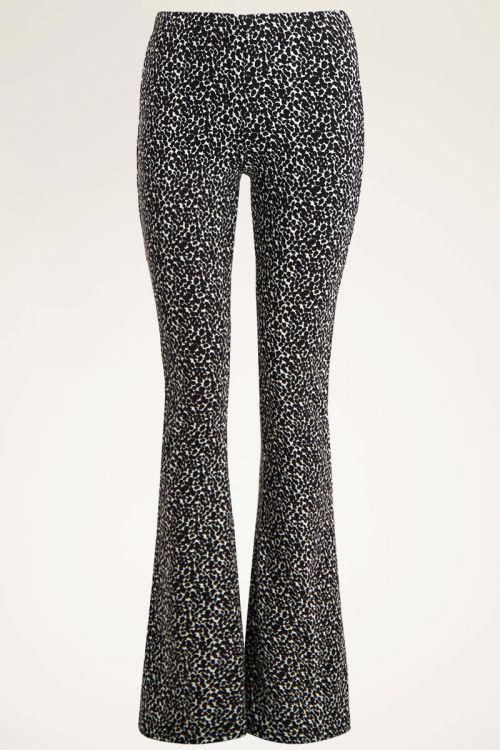 Zwart-witte flared pants dierenprint | My Jewellery