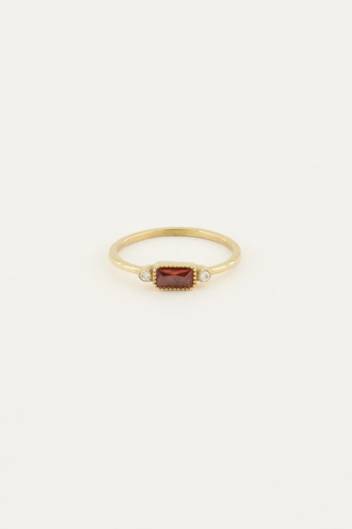 Ring rode steen & diamantjes | My Jewellery